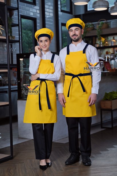 ผ้ากันเปื้อน ผ้ากันเปื้อนเชฟ ผ้ากันเปื้อนพ่อครัว ผ้ากันเปื้อนกุ๊ก ผ้ากันเปื้อนเสิร์ฟ เต็มตัว ลอฟท์ สีเหลืองแต่งกรม (FSA0484)