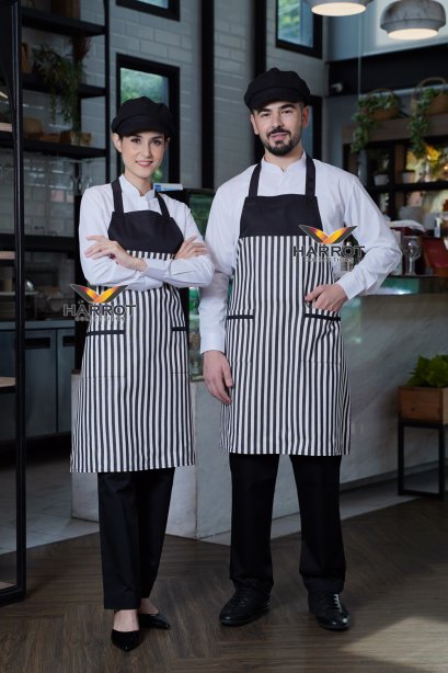 ผ้ากันเปื้อน ผ้ากันเปื้อนเชฟ ผ้ากันเปื้อนพ่อครัว ผ้ากันเปื้อนกุ๊ก ผ้ากันเปื้อนเสิร์ฟ เต็มตัว ลายวินเทจแต่งดำ (FSA1221)