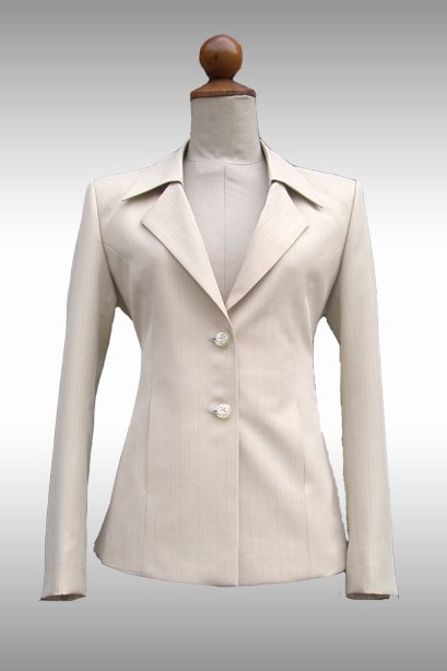 สุทสุภาพสตรี กระดุม 2 เม็ด ,สีครีม ,ผ้า ROCHET