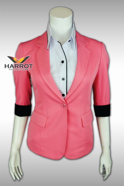 ชุดสูท สุภาพสตรี สีชมพู-สีดำ		