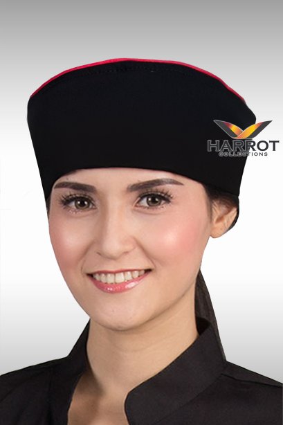 หมวกกุ๊กญี่ปุ่น สีดำกุ๊นแดง