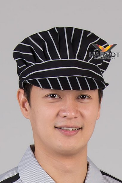 Black Chalk Stripe Pleated Baseball Hat