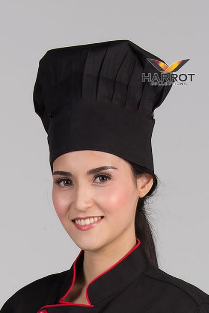 หมวกกุ๊กสากล สีดำ หัวปิด