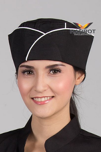 หมวกกุ๊กญี่ปุ่น สีดำไขว้ขาว