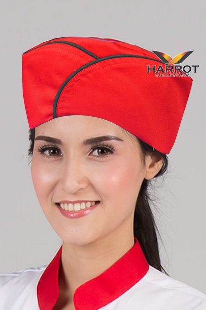 หมวกกุ๊กญี่ปุ่น สีแดงไขว้ดำ