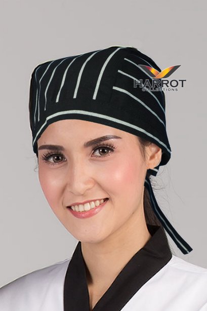 Black Chalk Stripe Chef Head Wrap