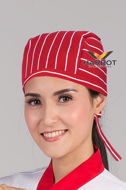 Red Chalk Stripe Chef Head Wrap