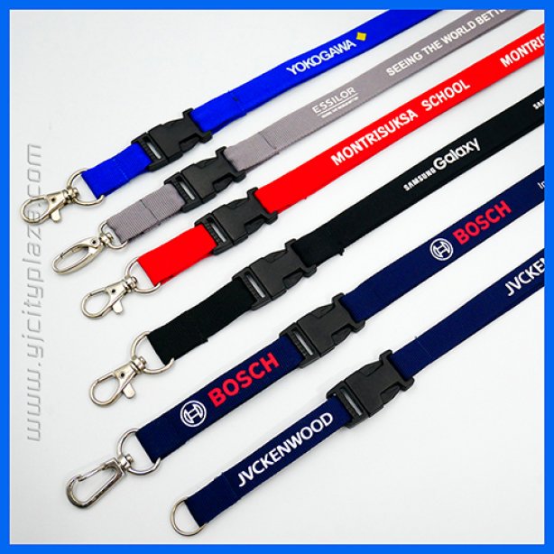 สายคล้องบัตรซิลค์สกรีน ติดรีลีสฮุก