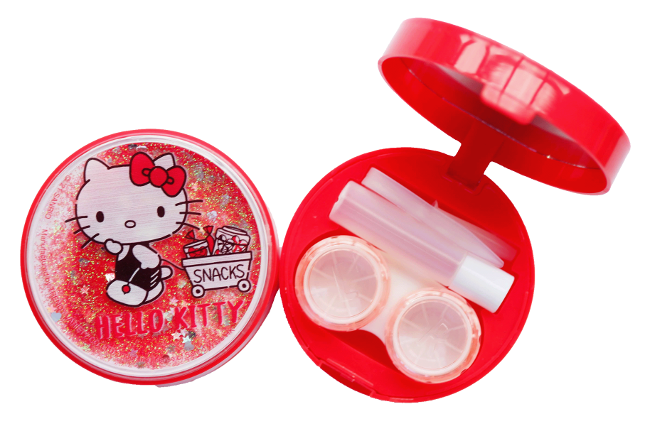 ตลับคอนแทคเลนส์ แบบกลมกลิตเตอร์ ลาย Hello Kitty Snack
