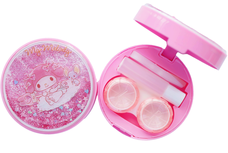ตลับคอนแทคเลนส์ แบบกลมกลิตเตอร์ ลาย My Melody Fork