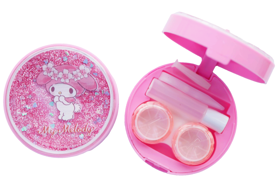 ตลับคอนแทคเลนส์ แบบกลมกลิตเตอร์ ลาย My Melody Sakura
