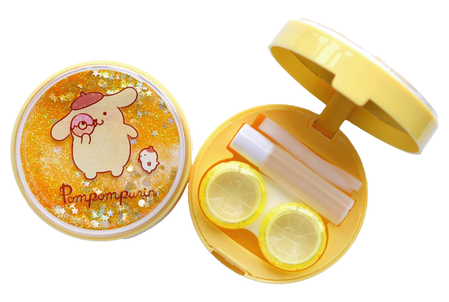 ตลับคอนแทคเลนส์ แบบกลมกลิตเตอร์ ลาย Pompompurin Donut