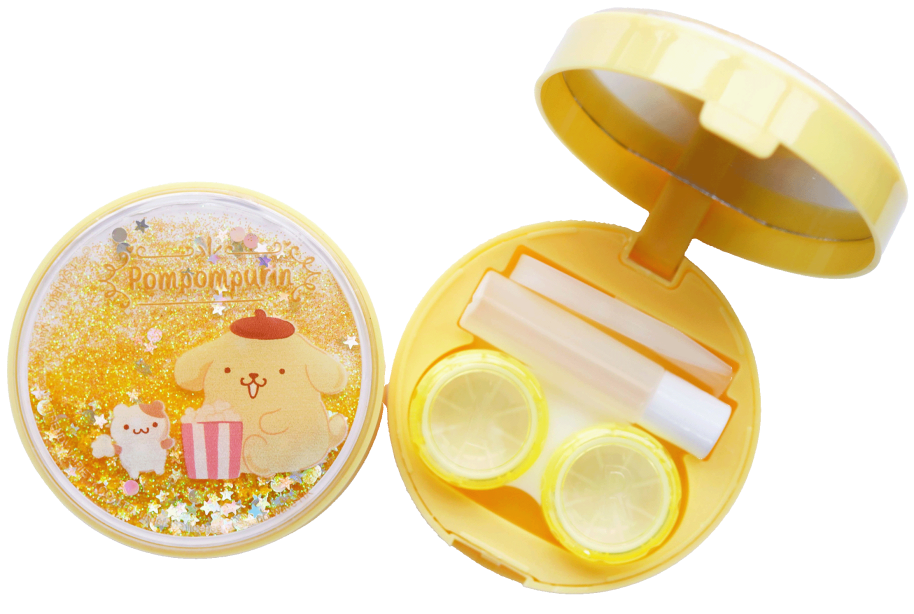 ตลับคอนแทคเลนส์ แบบกลมกลิตเตอร์ ลาย Pompompurin Popcorn