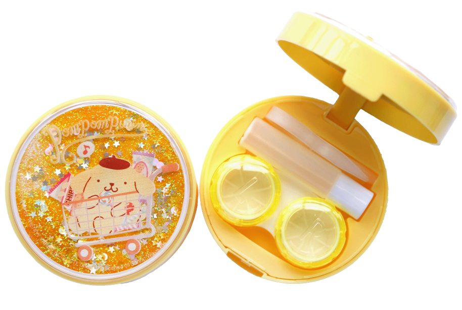 ตลับคอนแทคเลนส์ แบบกลมกลิตเตอร์ ลาย Pompompurin Snack