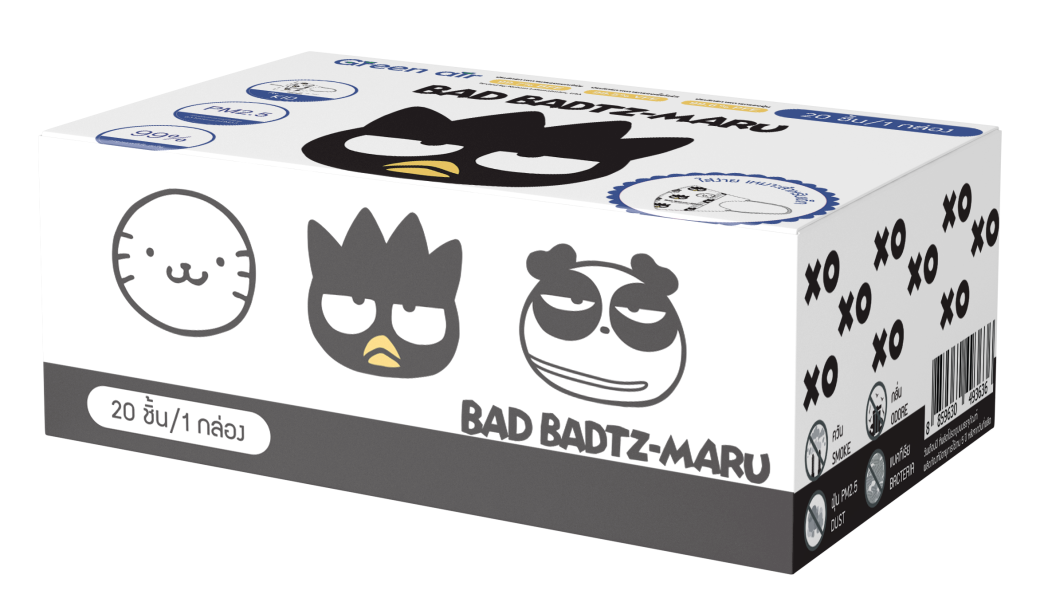 หน้ากากอนามัย 3D สำหรับเด็ก 20 ชิ้น ลาย Bad Badtz-Maru