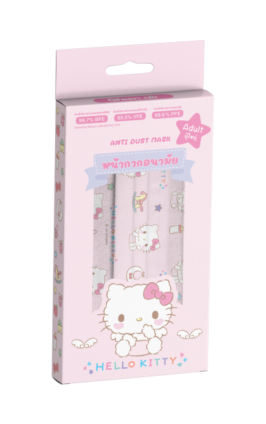 หน้ากากอนามัย สำหรับผู้ใหญ่ 10 ชิ้น ลาย Hello Kitty-02