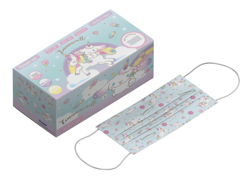 หน้ากากอนามัย แบบแฟลตผู้ใหญ่ Cinnamoroll ยูนิคอร์น