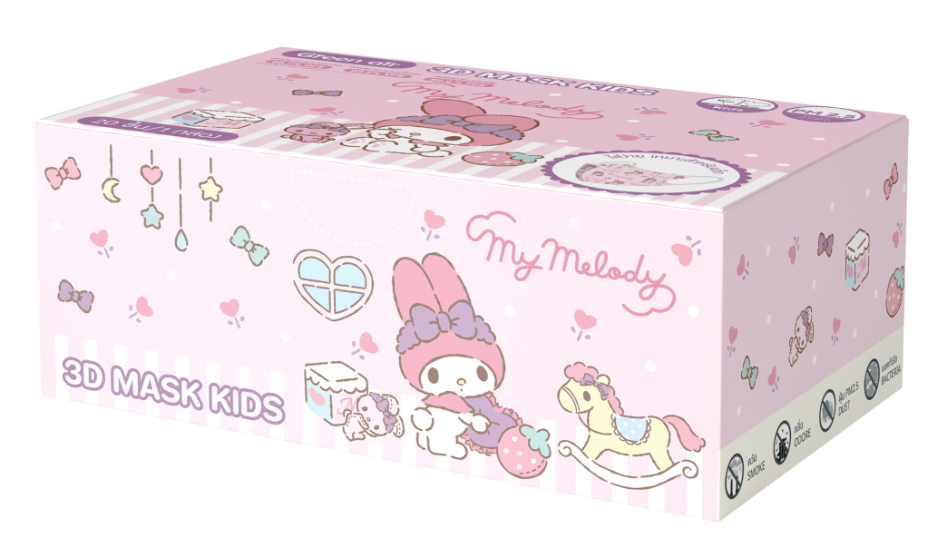 หน้ากากอนามัย 3D สำหรับเด็ก 20 ชิ้น ลาย My Melody หมอน