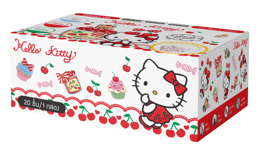 หน้ากากอนามัย 3D สำหรับเด็ก 20 ชิ้น ลาย Hello Kitty Jamyam