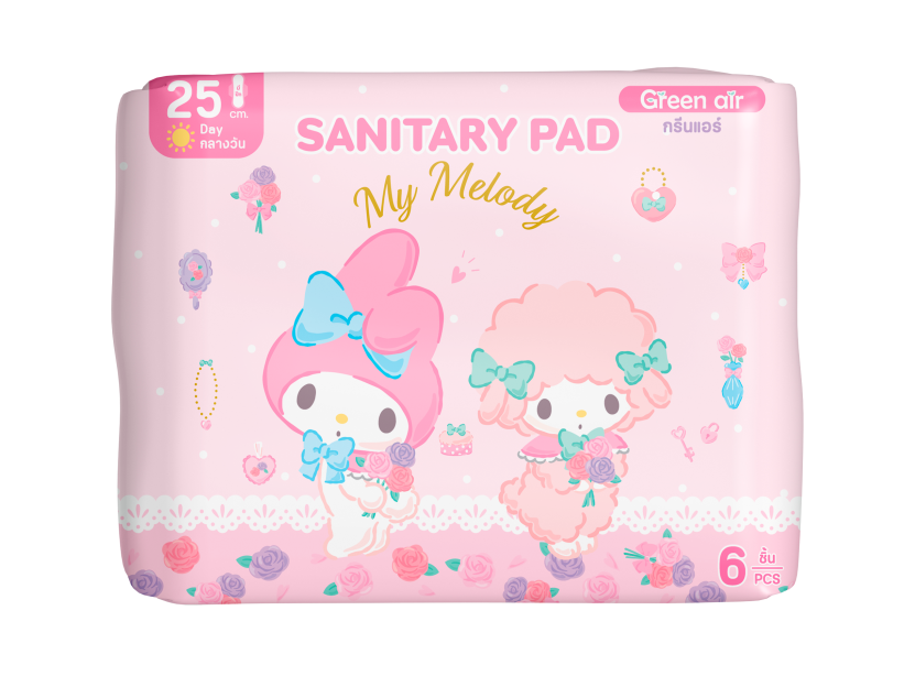 ผ้าอนามัย แบบมีปีก ลาย My Melody ขนาด 25 ซม. 6 ชิ้น