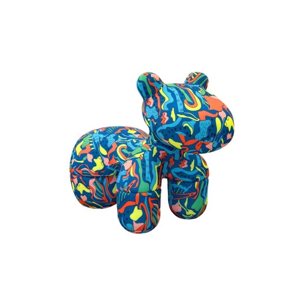 Space|Craft design furniture &amp; living DECORATION รุ่นหมาใหญ่ ลายน้ำเงิน DMB (L) 70x50x(50นั่ง)80cm.