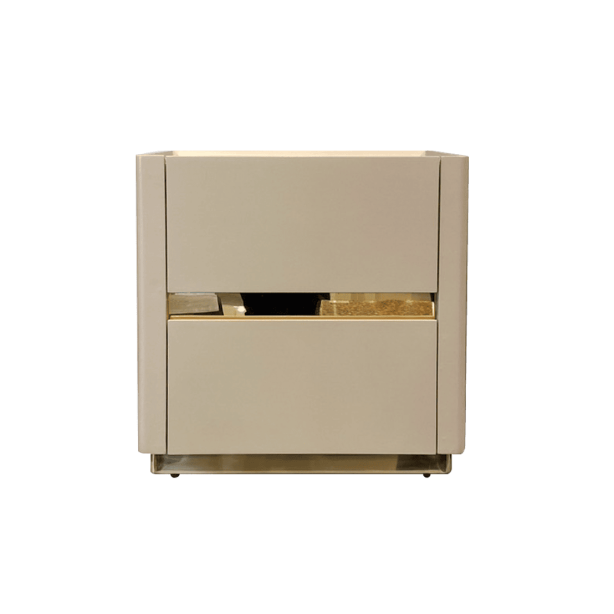 Space|Craft design furniture &amp; living โต๊ะข้างเตียง รุ่น ST057-สีครีมคาดทอง