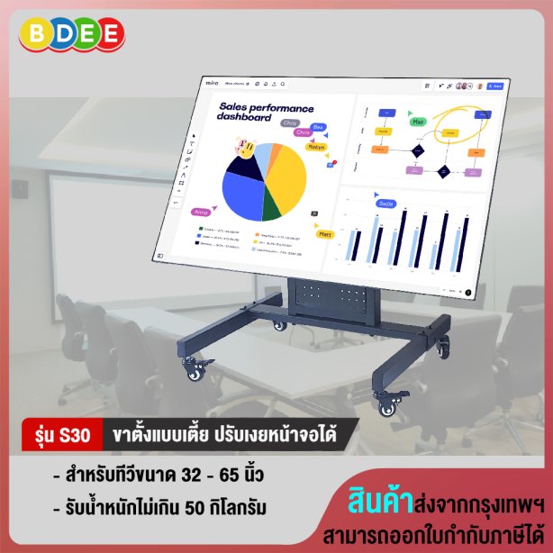 ขาตั้งทีวี แบบเตี้ย ปรับเงยหน้าจอได้ BDEE รุ่น S30 (รองรับทีวี ขนาด 32-65 นิ้ว)