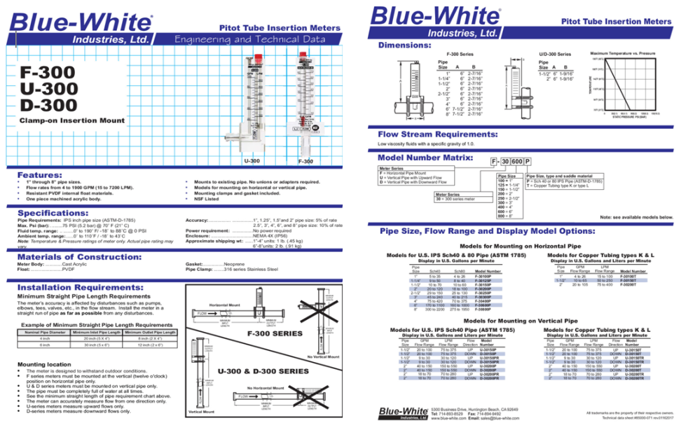 FLOWMETER F300 SERIES [BLUEWHITE]