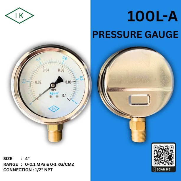&quot;IK&quot; Pressure Gauge  0-0.1 MPA &amp; 0-1 KG/CM2