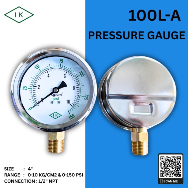 &quot;IK&quot; Pressure Gauge 0-1 KG/CM2 &amp; 0-15 PSI