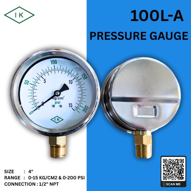 &quot;IK&quot; Pressure Gauge 0-15 KG/CM2 &amp; 0-220 PSI