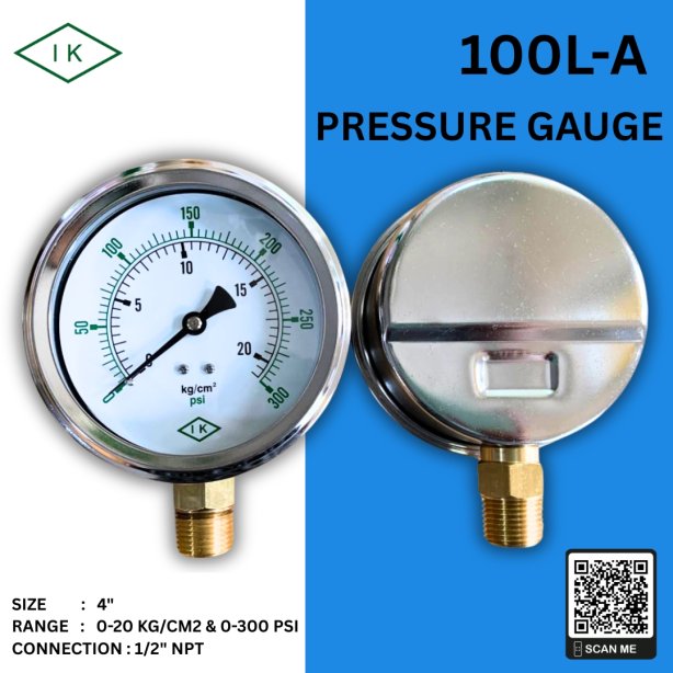 &quot;IK&quot; Pressure Gauge 0-20 KG/CM2 &amp; 0-300 PSI