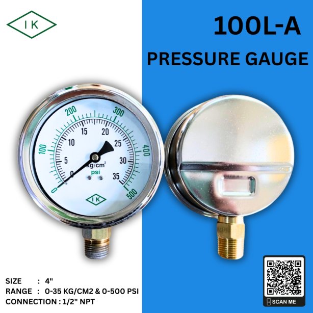 &quot;IK&quot; Pressure Gauge 0-35 KG/CM2 &amp; 0-500 PSI