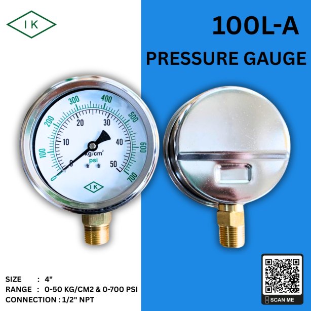&quot;IK&quot; Pressure Gauge 0-50 KG/CM2 &amp; 0-750 PSI