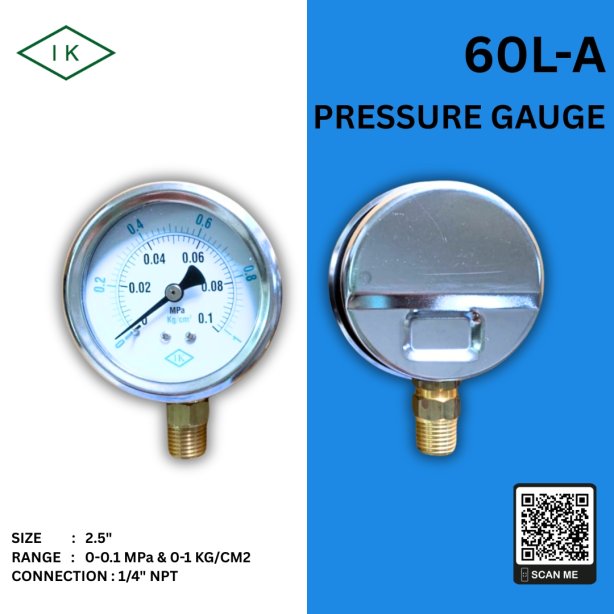 IK PRESSURE GAUGE 0-0.1 MPA &amp; 0-1 KG/CM2