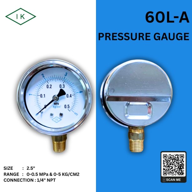 IK PRESSURE GAUGE 0-0.5 MPA &amp; 0-5 KG/CM2