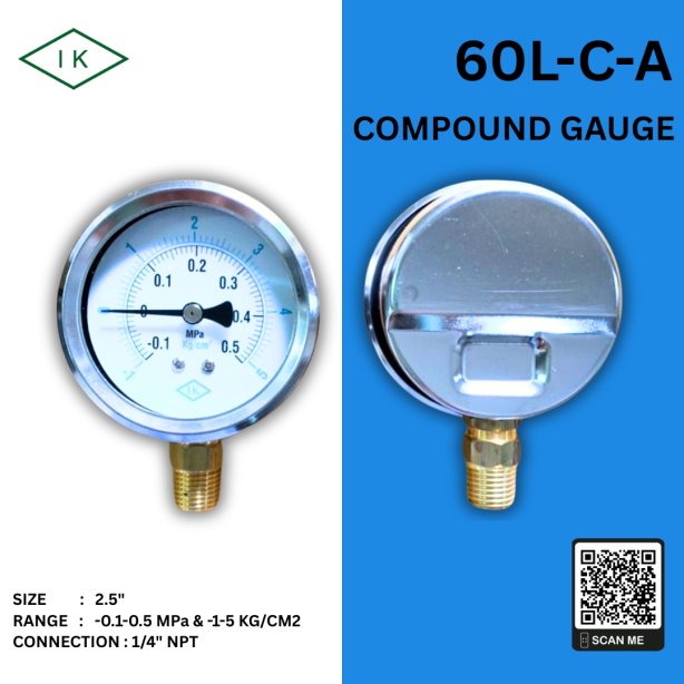 IK Compound Gauge -0.1-0.5 mpa & -1-5 kg/cm2
