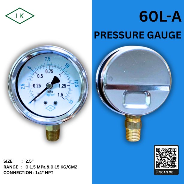 IK PRESSURE GAUGE 0-1.5 MPA &amp; 0-15 KG/CM2