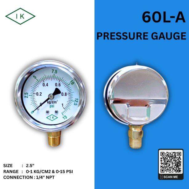 IK PRESSURE GAUGE 0-1 KG/CM2 &amp; 0-15 PSI