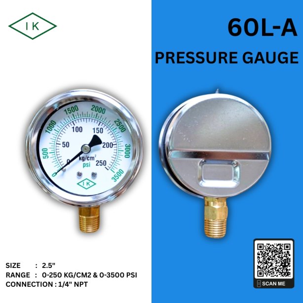 IK PRESSURE GAUGE 0-250 KG/CM2 &amp; 0-3500 PSI