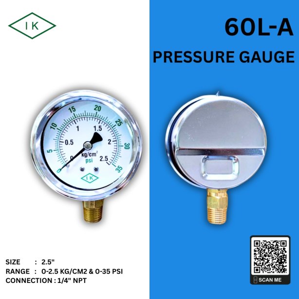 IK PRESSURE GAUGE 0-2.5 KG/CM2 &amp; 0-35 PSI