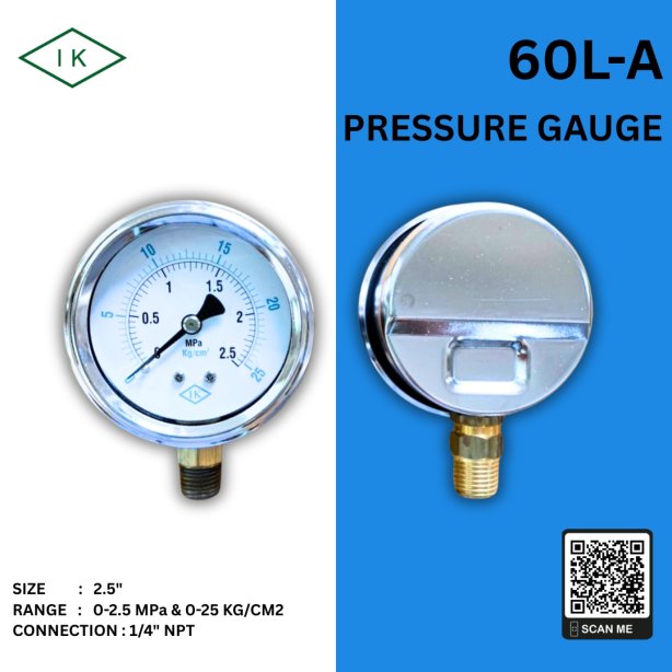 IK PRESSURE GAUGE 0-2.5 MPA &amp; 0-25 KG/CM2