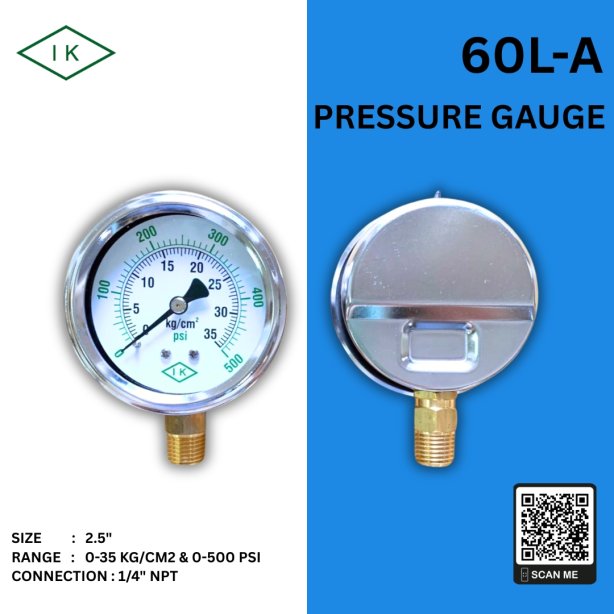 IK PRESSURE GAUGE 0-70 KG/CM2 &amp; 0-1000 PSI