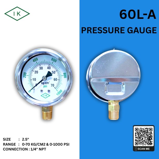 IK PRESSURE GAUGE 0-100 KG/CM2 &amp; 0-1500 PSI