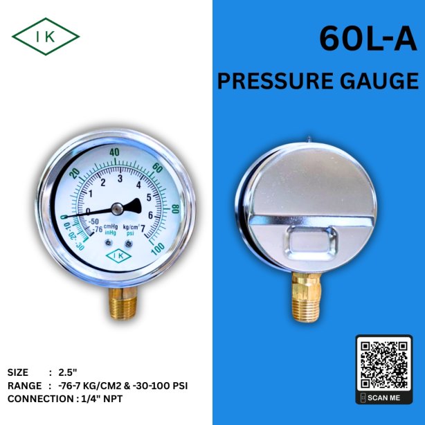 IK Compound Gauge -76 cmhg-10 kg/cm2 & -30 inhg-150 psi