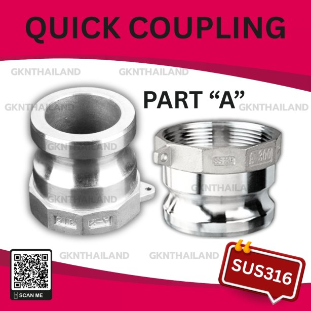 SUS316 QUICK COUPLING PART "A" SIZE : 1/2"(BSPT, NPT)
