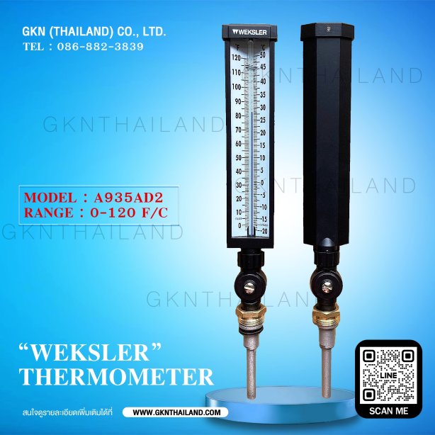 &quot;WEKSLER&quot; ADJUSTABLE ANGLE THERMOMETER MODEL : A935AD2 0-120 F&amp;C