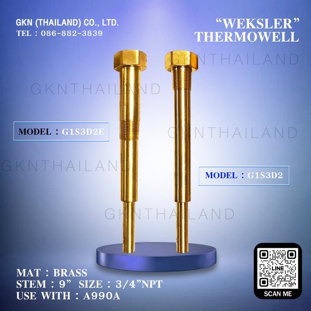WEKSLER BRASS THERMOWELL G1S3D2 & G1S3D2B