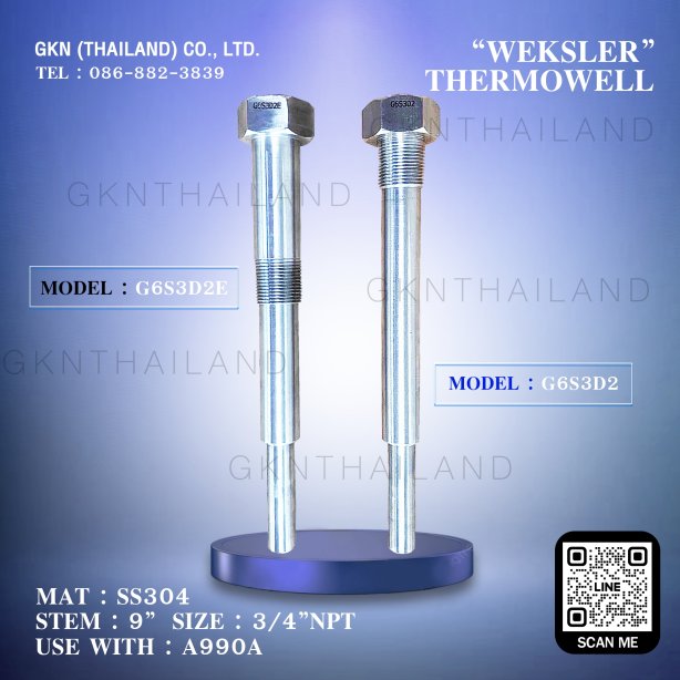 WEKSLER SUS304 THERMOWELL G6S3D2 & G6S3D2B