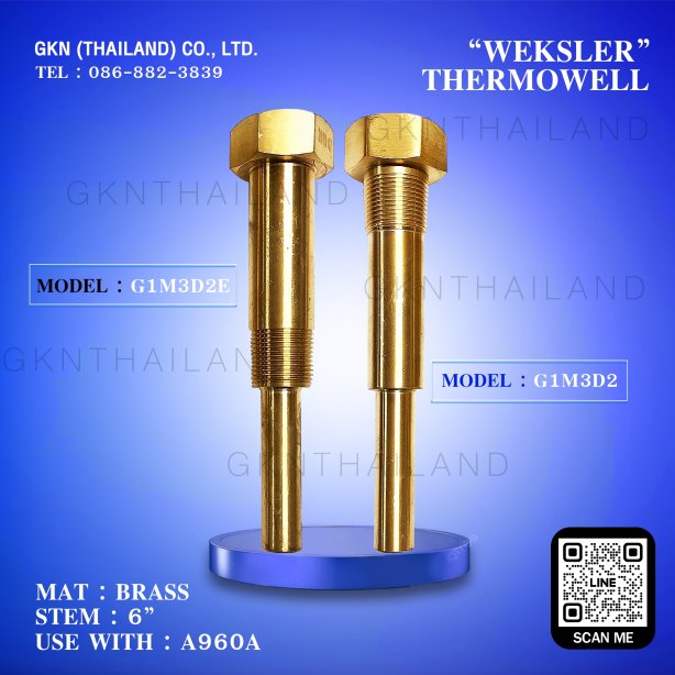 WEKSLER BRASS THERMOWELL G1M3D2 & G1M3D2B